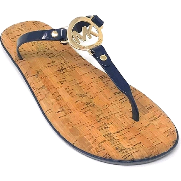 Michael Kors Shoes - Michael Kors MK gold logo jelly thong sandal…